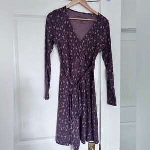 Womens wrap dress purple outdoors granola folk indie size small long sleeve